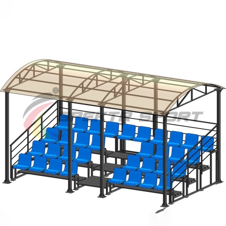 Купить Трибуна для зрителей 4 ряда на 34 места с навесом и перилами в Кинешме 